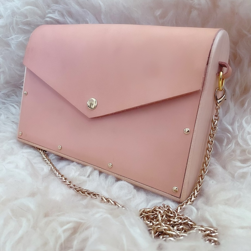 Leather wooden cross body bag